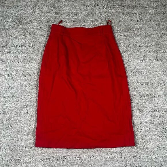 Vintage Escada Red Knee Length Straight A Line Women’s Business Skirt - Picture 1 of 6